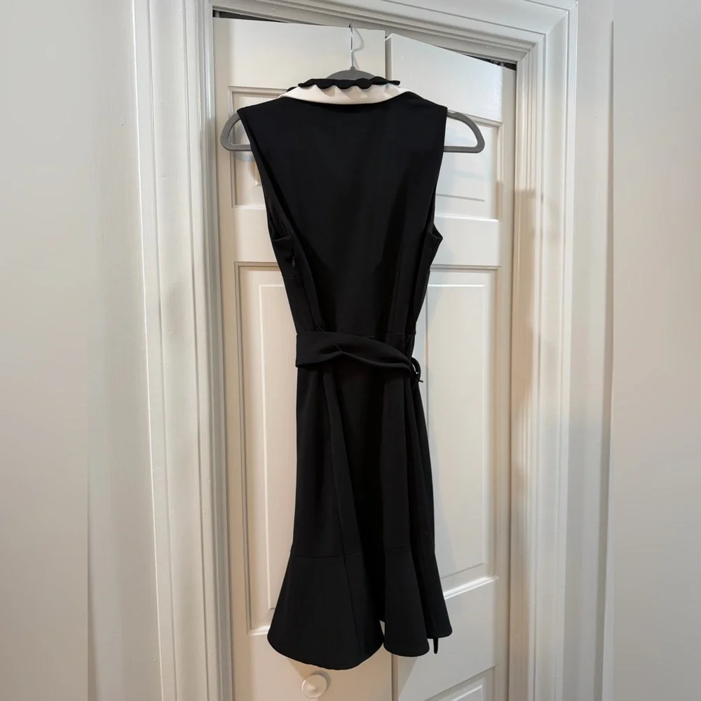 Karl Lagerfeld Black Mini Dress with White Scalloped Details - Picture 9 of 9